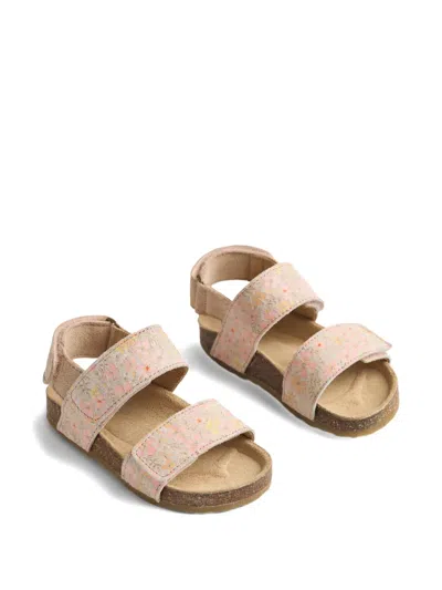 Wheat Kids' Alphie Floral Strap Sandals In Gold