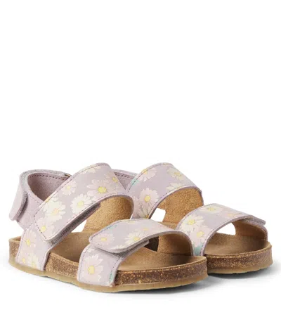 Wheat Kids' Alphie Floral Suede Sandals In Purple