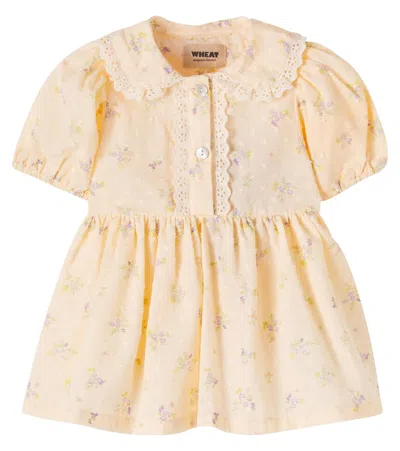 Wheat Baby Adele Floral Cotton Dress In Orange