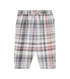 Wheat Baby Arne Checked Cotton Chambray Pants In Gray