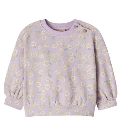 Wheat Baby Floral Cotton Jersey Sweatshirt In Purple
