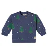 Wheat Baby Sandro Printed Cotton Sweatshirt In Blue