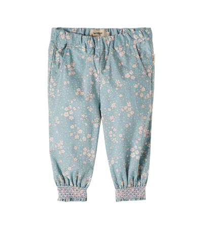 Wheat Baby Sara Floral Cotton Pants In Blue