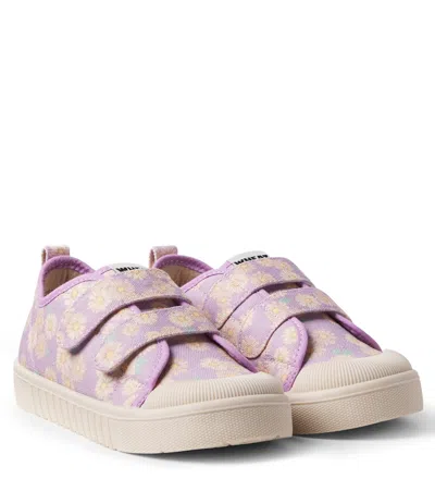 Wheat Kids' Bobbie Floral Canvas Sneakers In Purple