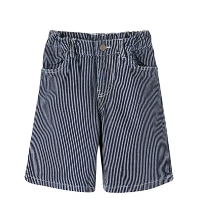 Wheat Kids' Christian Striped Denim Shorts In Blue