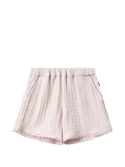 Wheat Kids' Eileen Lace-trim Shorts In Purple