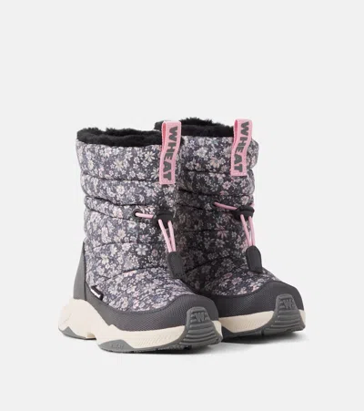 Wheat Esme Floral Boots In Grey