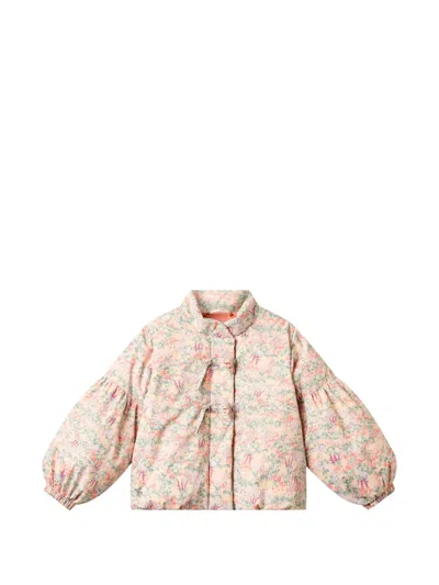 Wheat Kids' Floral-print Jacket In Pink