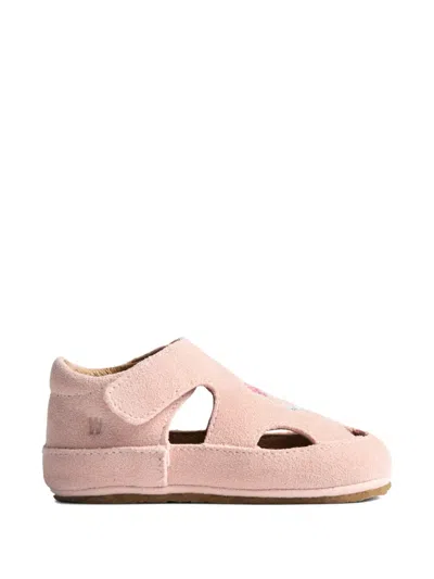 Wheat Babies' Flower-embroidered Sandals In Pink