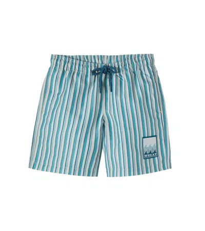 Wheat Kids' Hansi Striped Swim Tunks In Blue