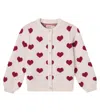 Wheat Hearts Jacquard Wool Cardigan In Multi