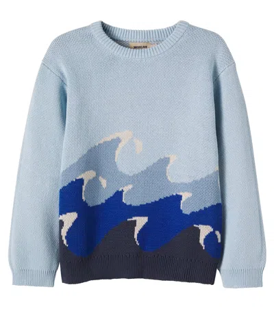 Wheat Kids' Knud Jacquard Sweater In Blue