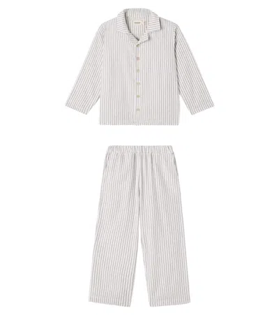 Wheat Kids' Madison Striped Cotton Pajamas In White