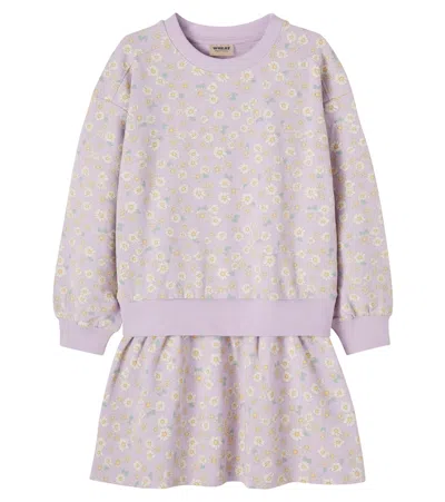 Wheat Kids' Maggie Floral Cotton Jersey Dress In Purple