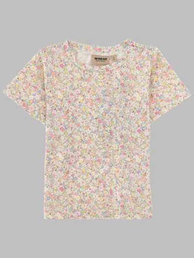Wheat Mini Short Sleeve T-shirt For Girls In Pink