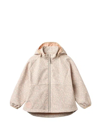 Wheat Kids' Mitta Floral-print Hooded Jacket In Neutral
