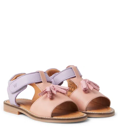 Wheat Kids' Pil Leather Sandals In Pink