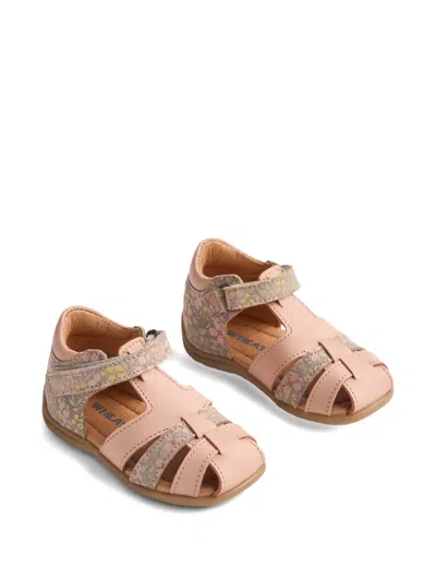 Wheat Kids' Robbie Floral Strap Sandals In Brown