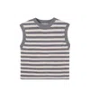 Wheat Ruby Striped Wool Sweater Vest In Gray