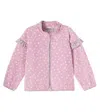 Wheat Ruffled Polka-dot Teddy Jacket In Pink