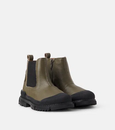 Wheat Kids' Saida Leather Chelsea Boots In Dry Leaves
