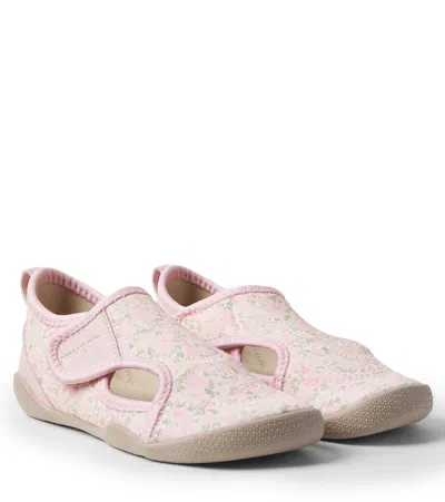 Wheat Kids' Shawn Floral Slip-on Shoes In Pink