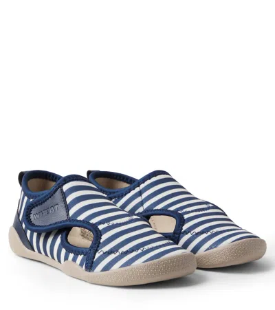 Wheat Kids' Shawn Striped Slip-on Shoes In Blue