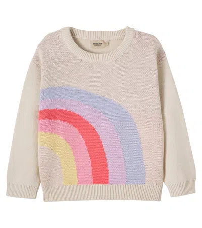 Wheat Kids' Solveig Cotton Jacquard Sweater In Multi