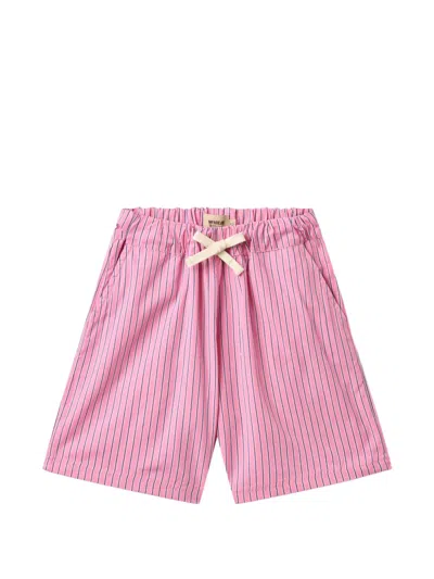 Wheat Kids' Striped Drawstring-fastening Shorts In Pink