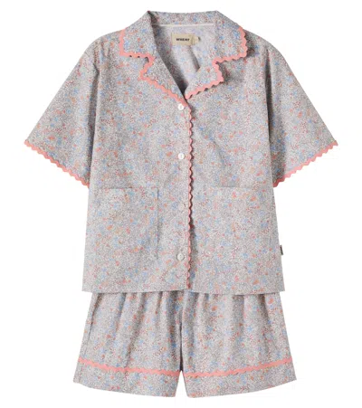 Wheat Kids' Vilma Floral Cotton Shirt And Shorts Set In Multi
