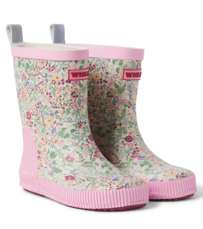 Wheat Kids' Welly Floral Rain Boots In Pink