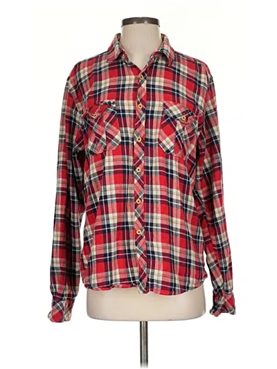 Pre-owned Wheels & Dollbaby Long Sleeve Button Down Shirt In Red