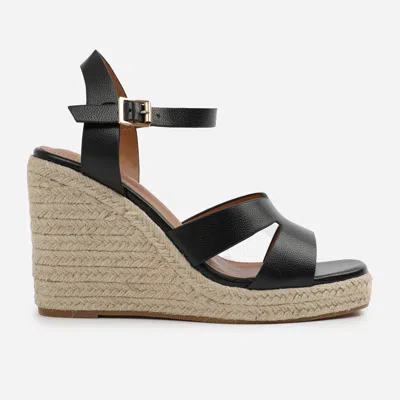 Where's That From Wheres That From Black Pu Sansa Wedge Shoes