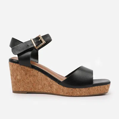 Where's That From Wheres That From Blackpu Giselle Wedge Sandals With Buckle-ankle-st