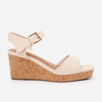 Where's That From Wheres That From Creampu Giselle Wedge Sandals With Buckle-ankle-st