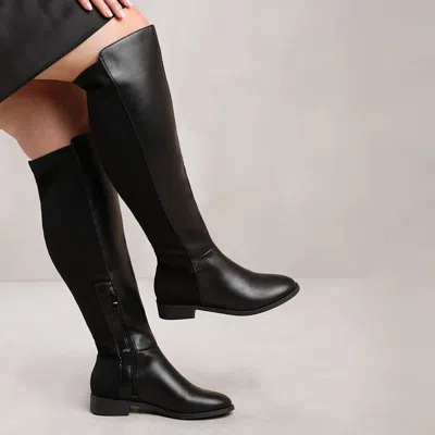 Where's That From Wheres That From Diem Black Pu Stretch Wide Calf Boots