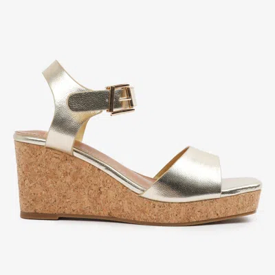 Where's That From Wheres That From Goldpu Giselle Wedge Sandals With Buckle-ankle-str