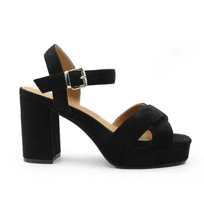 Where's That From Wheres That From Marcia Wide Fit Black Suede Platform Heels