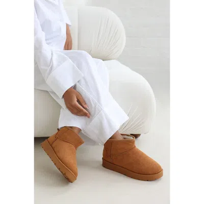 Where's That From Wheres That From Where's Fur Lining Ankle Boots In Chestnut Suede
