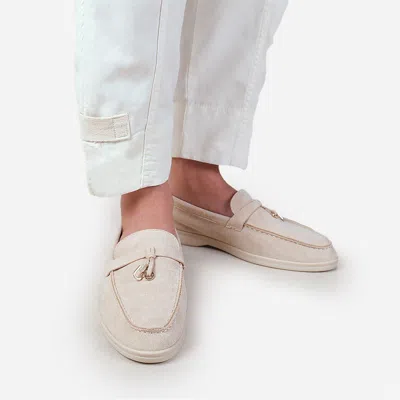 Where's That From Wheres That From Wheres Slip On Trim Loafers In Beige Sde