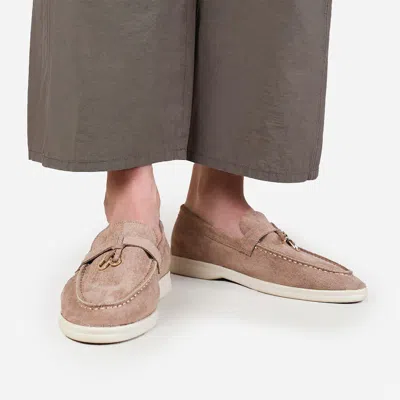 Where's That From Wheres That From Wheres Slip On Trim Loafers In Khaki Suede