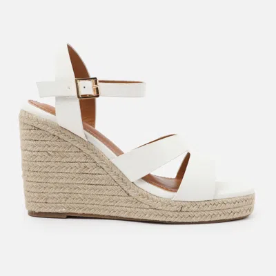 Where's That From Wheres That From White Pu Sansa Wedge Shoes