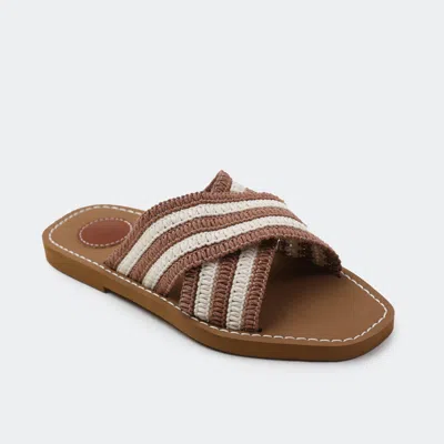 Where's That From Wheres That From Women's Woven Flat Sandals In Mocha