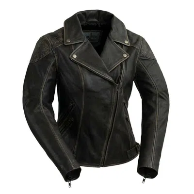 Pre-owned Whet Blu Ladies Leather Jacket, Antique Brown, Stephanie Wbl1396