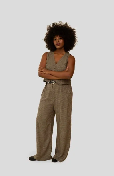 Whimsy + Row Leanna Pant In Tan Gingham