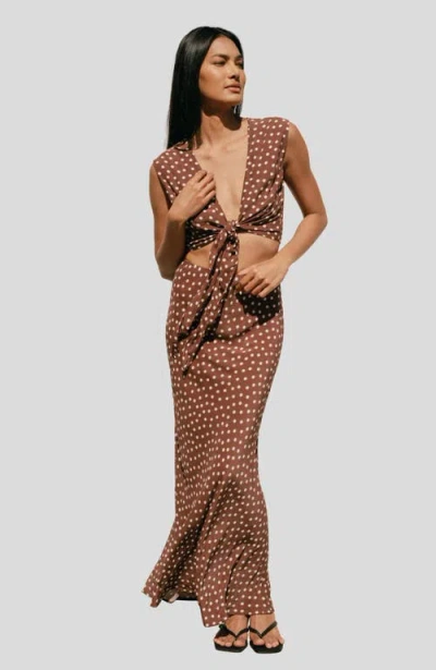 Whimsy + Row Marni Skirt In Brown Polka Dot