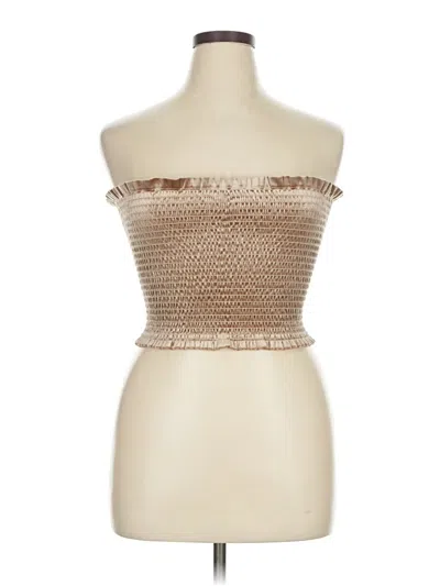 Whimsy + Row Tube Top Tan Strapless Neckline Tops In Brown