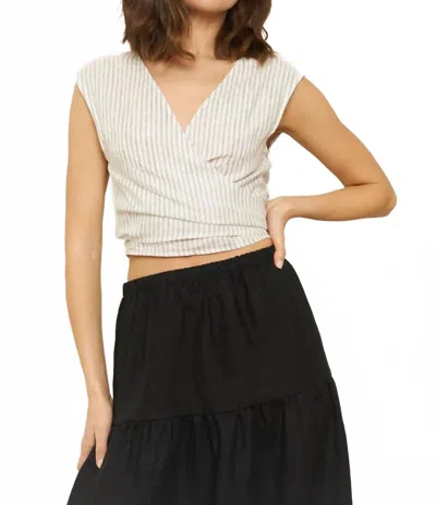 Whimsy + Row Valentina Tie Top In Striped In Neutral