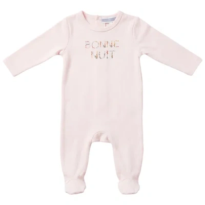 Whipped Cocoa Babies'  Girl Bonne Nuit Cotton Spandex Snap Back Romper In Pink