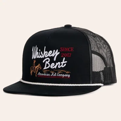 Whiskey Bent Hat Co. Black All American Embroidered Rope Flat Bill Trucker Cap